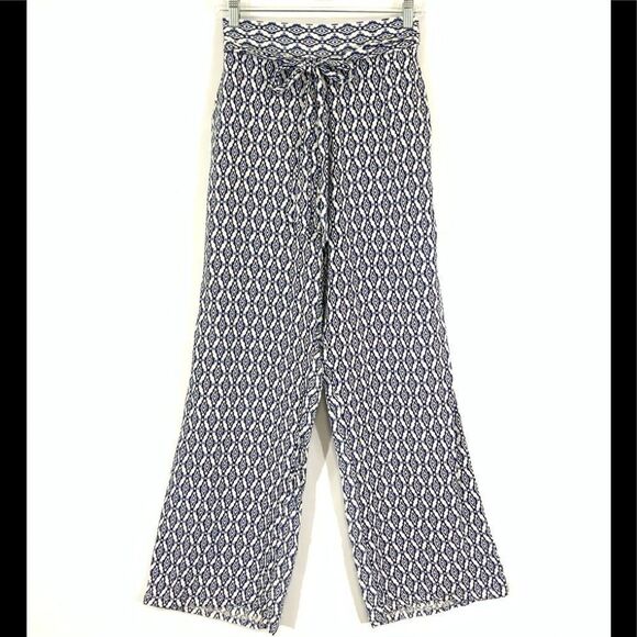 Magic Tie Front Pull On High Waist Striped Comfort Pants Size L - Picture 2 of 6